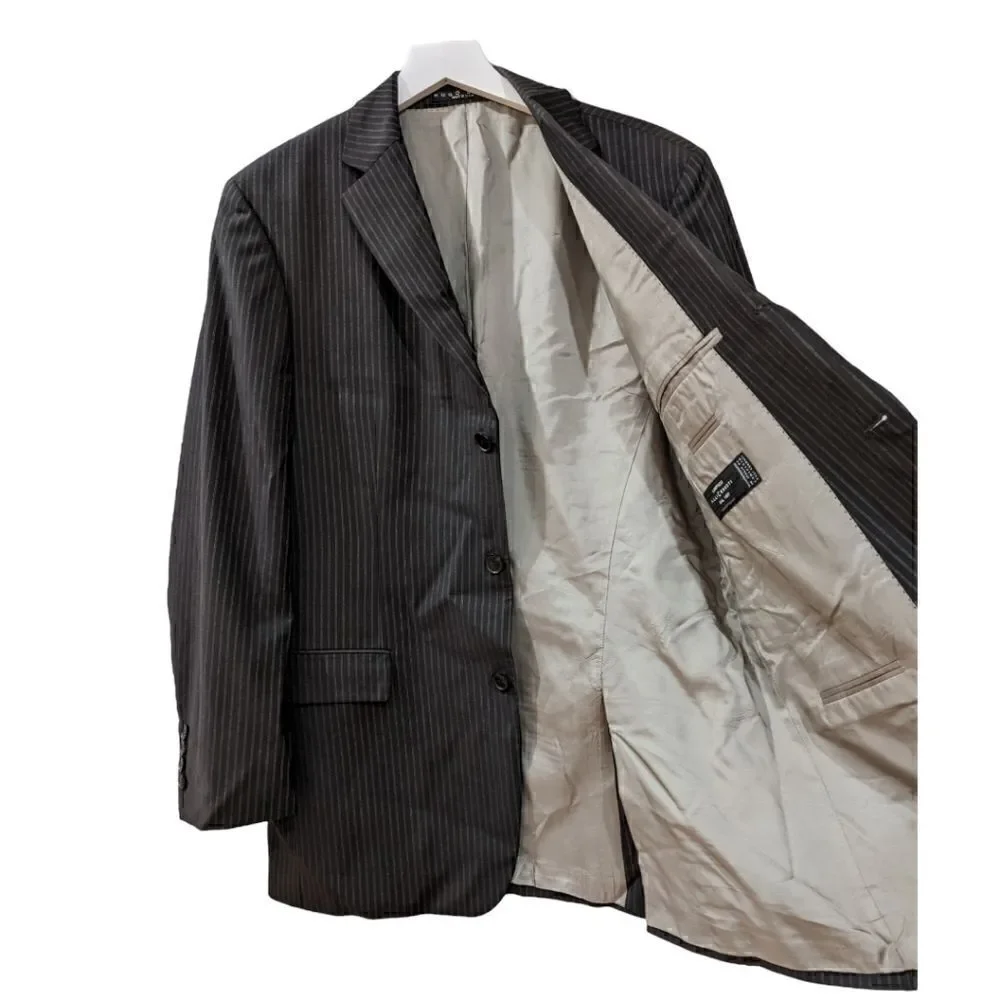 Hugo Boss Scorsese/Movie 100% Virgin Wool Black & Gold Pinstripe Suit 40R
